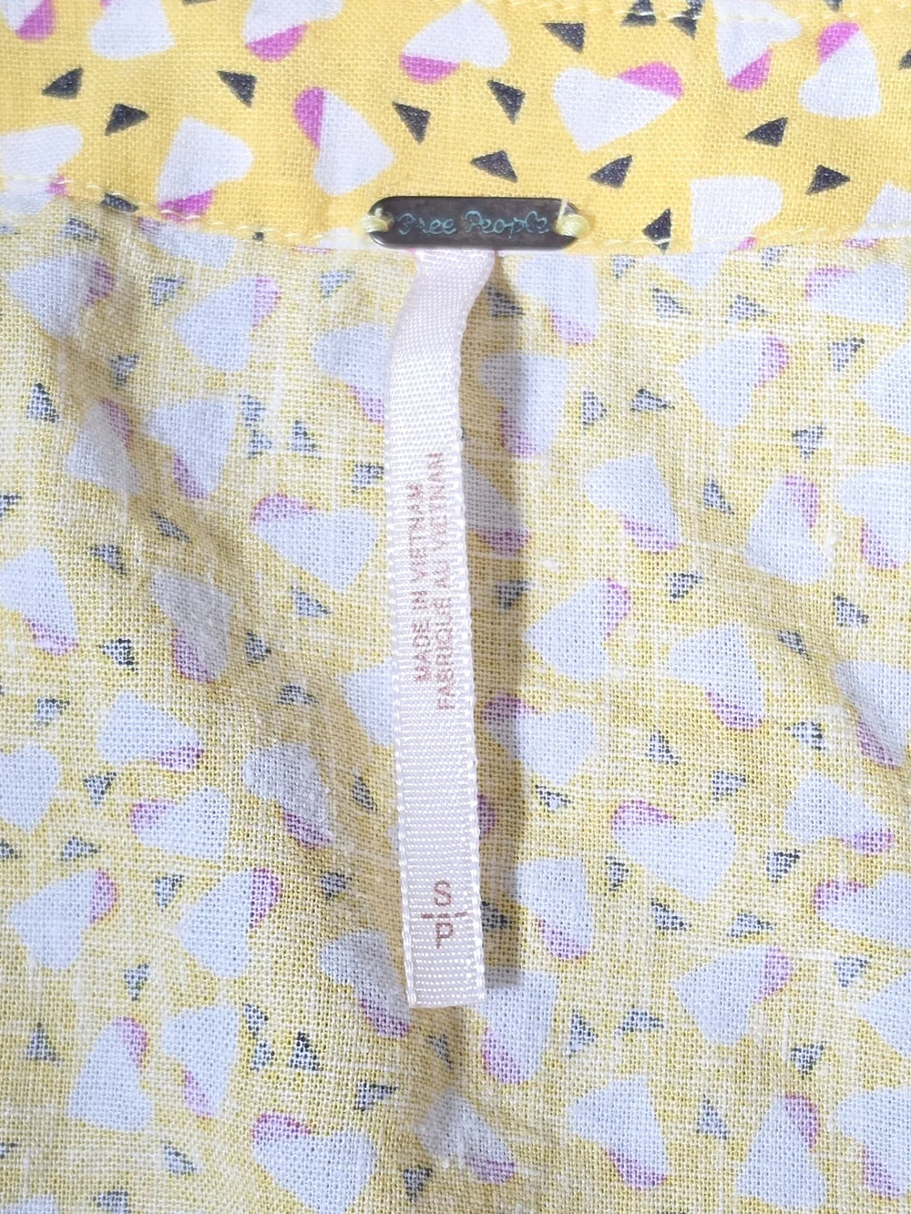 Free People Havana Honey Printed Crop Top Women's S Yellow Geometric Retro Linen